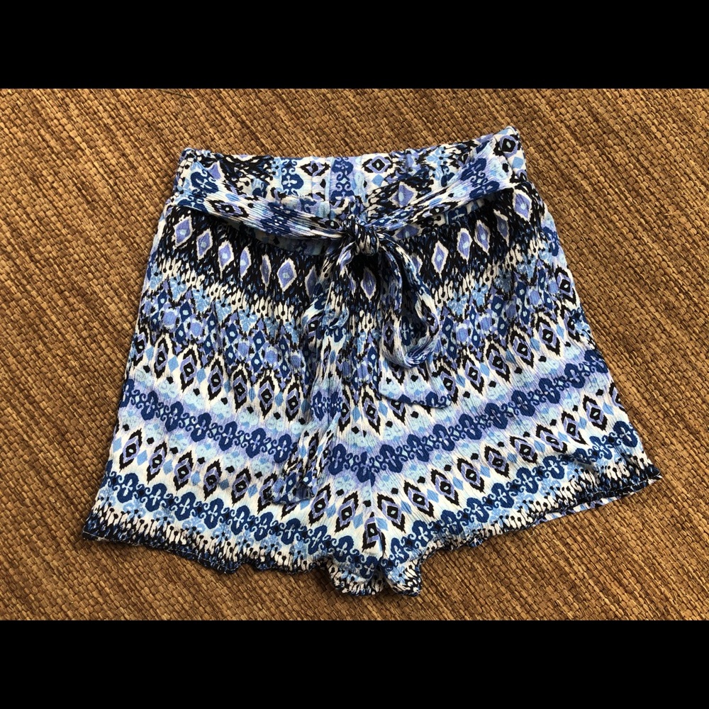 Francesca’s Blue Flowy Shorts with Lining